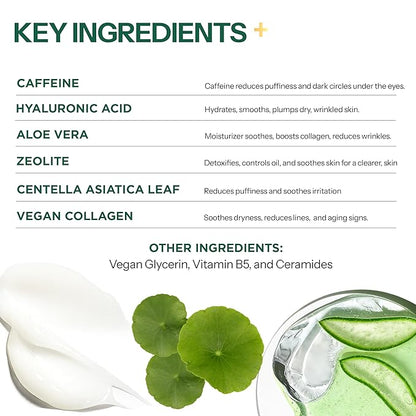 Under Eye Patches with Caffeine & Collagen – 3-in-1: Detox, Treat, Boost – Dermatologist Tested, Korean Skin Care – Depuffing Eye Pads for Wrinkles & Dark Circles – 5 Pairs