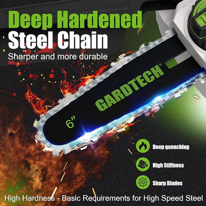 Gardtech 20V MAX* Brushless Cordless Pole Saw + 6 Inch Mini Chainsaw Cordless, 99-inch Max Reach & Multi-Angle for Tree Branches Pruning, Wood Cutting(2.0Ah Battery and Charger Included)