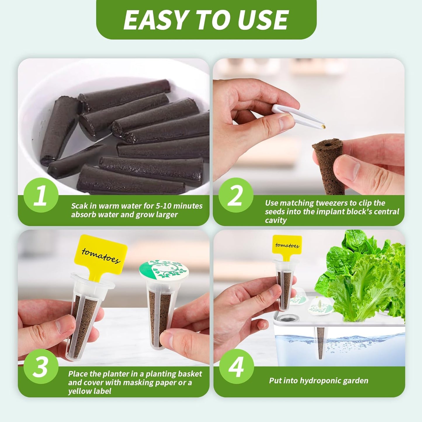 76 pcs Seed Pod Kit for Aerogarden,Grow Anything Kit for Indoor Hydroponics with 15 Grow Sponges 15 Pod Labels,15 Grow Baskets,15 Grow Domes,15 Tags,1 Tweezer.