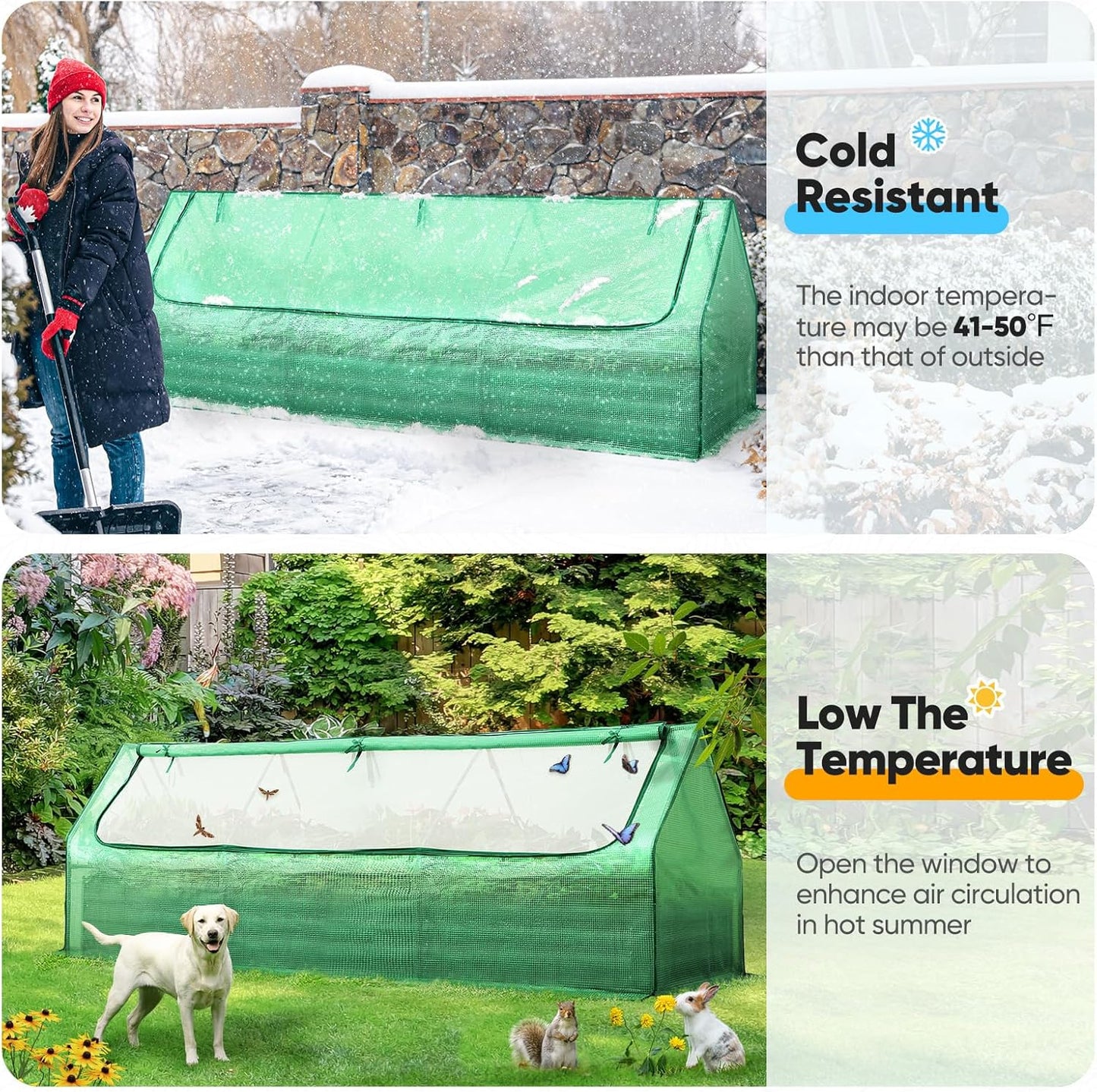 Quictent Raised Garden Bed Galvanized Raised Beds for Gardening Vegetables with Cover 8x4x1 ft Metal Planter Box Outdoor Use (Green)