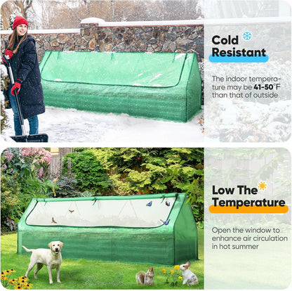 Quictent Raised Garden Bed Galvanized Raised Beds for Gardening Vegetables with Cover 8x4x1 ft Metal Planter Box Outdoor Use (Green)