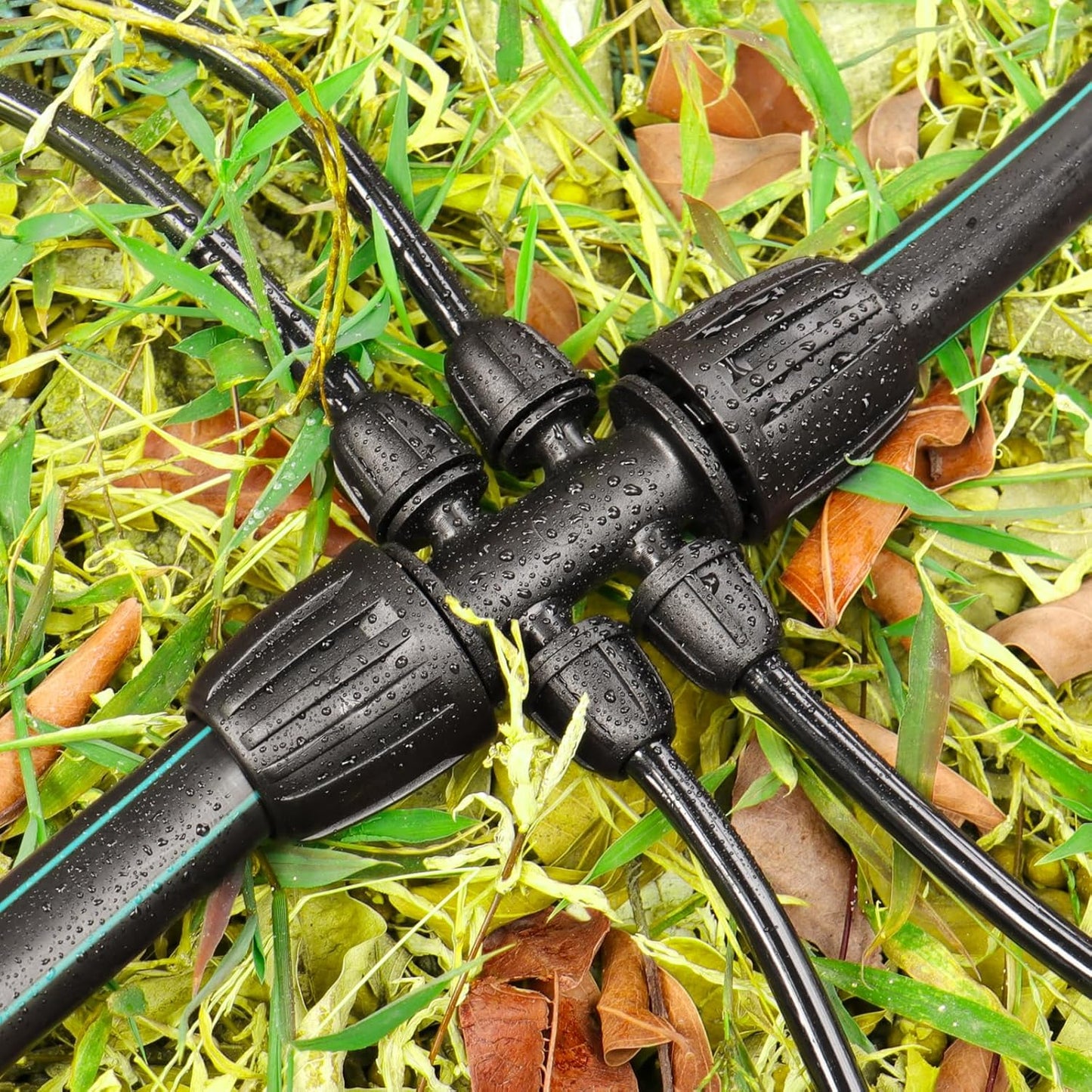 Drip Irrigation Fittings for 1/2 Inch to 1/4 Inch Tubing Reducing Tee：1/2" (1/2" ID x 0.65" OD) to 1/4" Drip Line Anti-drop Locked Nut Barbed Reducer 6 Way Tee Connectors (12 Pack)