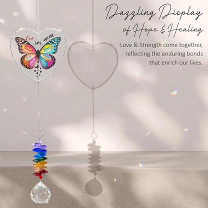 Glass Ornament Suncatcher - Appreciation Gift - Unique Presents - Encouragement Butterfly Inspirational Gifts for Friends, Mom, Sister, Girl, Female Coworker, Christian