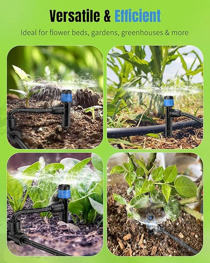 Pawfly 30 Pcs Drip Irrigation Emitters, Drip Emitters for 1/4" Drip Irrigation Tubing, Sprinkler Heads with Adjustable 360 Degree Water Flow, Garden Drippers for Plants Watering System