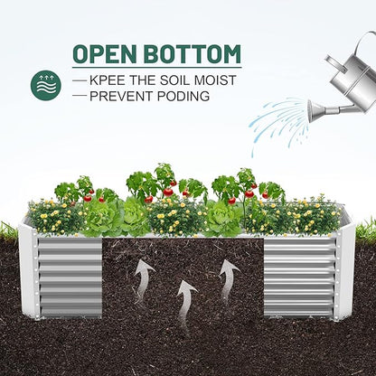 Land Guard 8×4×2 ft Galvanized Raised Garden Bed Kit, Galvanized Planter Raised Garden Boxes Outdoor, Large Metal Raised Garden Beds for Vegetables.