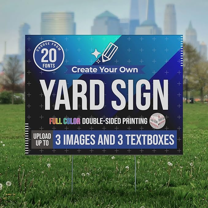24x18" Double Sided Custom Yard Sign with Metal Stakes, Personalized Full Color Corrugated Yard Sign for Outdoors, Front and Back Custom Printed Personalized Lawn Signs (Design 4)