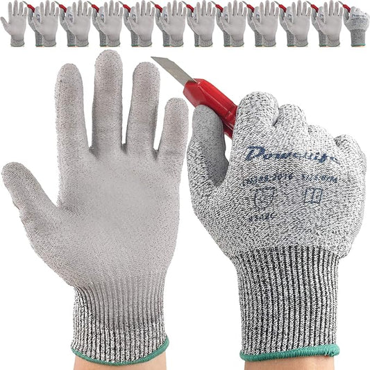 Dowellife Level 5 Cut Resistant Work Gloves for Men & Women, PU Coated Breathable Gardening Gloves, Thin Flexible Firm Grip