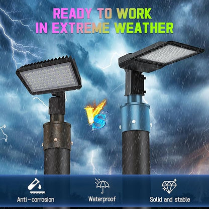 4" Round Mounting Bracket Pole Arm for LED Parking Lot Light with 2-3/8", Solid Heavy Duty Mount Accessories Rustproof Vertical Top Mount Tenon Adapter for Slip Fitter Street Shoebox Lights