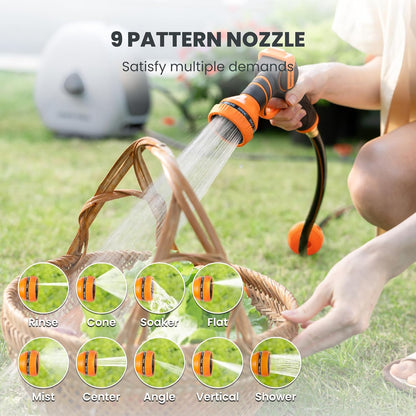 Giraffe Tools 130FT Heavy Duty Ground Retractable Hose Reel, 1/2 Inch Automatic Rewind Garden Hose Reel for Lawn & Yard, Swivel Base for Concrete/Patio, Durable Ground Mount Helper