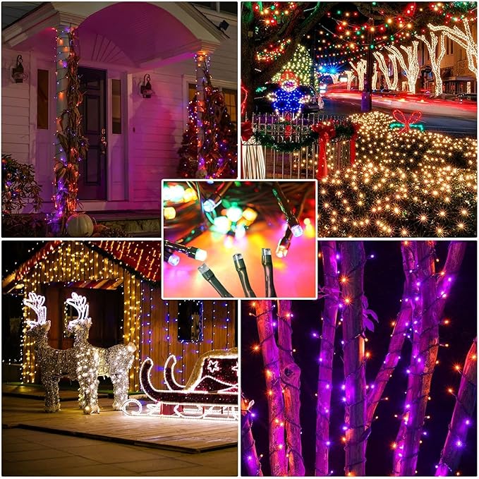 4-Pack Solar String Lights, 400 LED Extra-Long 156Ft Solar Christmas Lights Outdoor Waterproof, 8 Modes Multicolor Led Christmas Lights for Garden, Patio, Wedding, Christmas Decorations