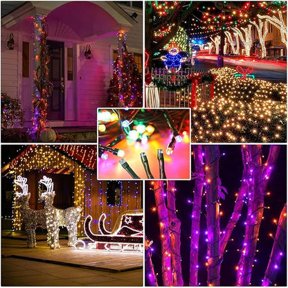 4-Pack Solar String Lights, 400 LED Extra-Long 156Ft Solar Christmas Lights Outdoor Waterproof, 8 Modes Multicolor Led Christmas Lights for Garden, Patio, Wedding, Christmas Decorations