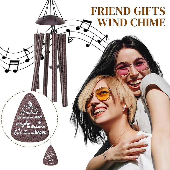 Friendship Gifts,Christmas Birthday Gifts for Best Friend Women Men,33" Best Friend Wind Chimes for Women Men Patio,Window and Garden Decoration
