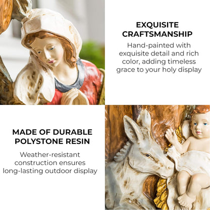 Holy Family Nativity Scene for Christmas Indoor and Outdoor Statue | 32 inches tall | Set with 3 Pieces Mary Joseph and Removable Baby Jesus | Religious Decorations Holiday Collection and Gifts