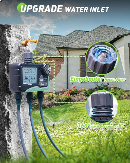 RAINPOINT Sprinkler Timer 3 Zone, Programmable Water Timer for Garden Hose,Hose Faucet Timer, Hose Timers for Watering with Automatic/Manual/Rain Delay/Watering Mode, IP65 Waterproof, Large LCD