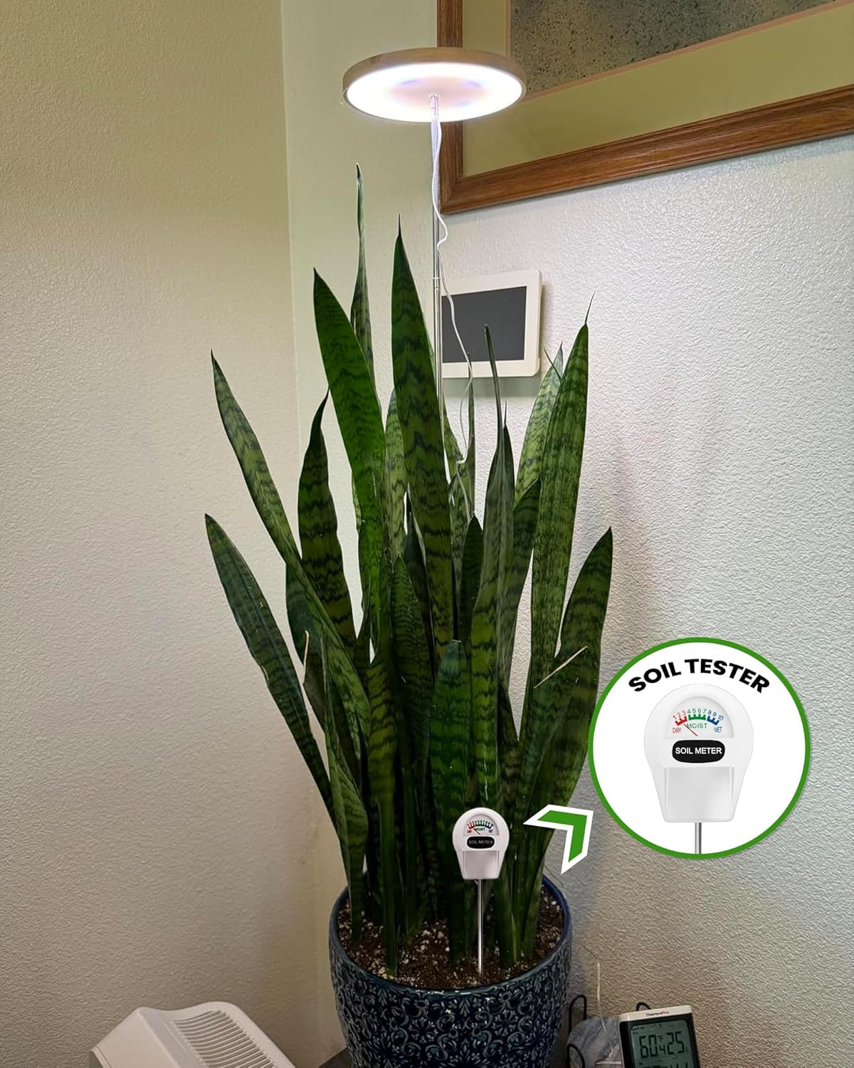 Plant Grow Light,yadoker LED Growing Light Full Spectrum for Indoor Plants, Paired with a Soil Tester,Height Adjustable, Automatic Timer, 5V Low Safe Voltage,Idea for Large Plant Light