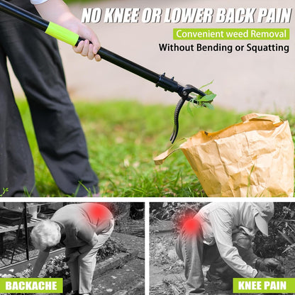 4-Claw Stand-Up Weeder Puller with 50" Long Handle, Dandelion Weed Puller Tool,Heavy Duty Weed Puller for Garden & Lawn Care, Easily Weed Removal Without Bending or Kneeling