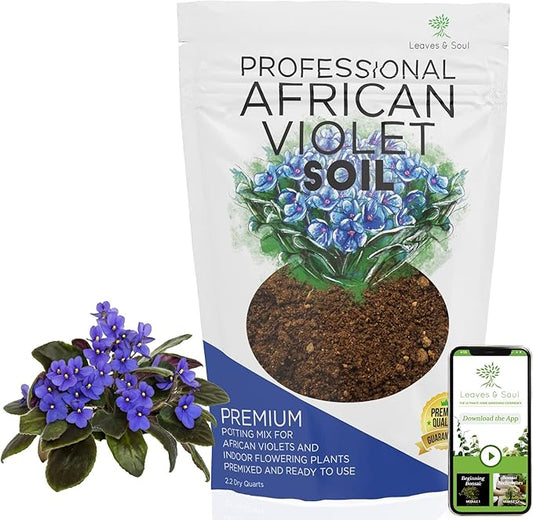 Professional African Violet Plant Soil | Premium All Purpose Blend | Large 2.2 Quarts | Ready to Use for Indoor Flowering Plants | Peat Moss, Coco Coir, Perlite, Dolomite | Made in USA