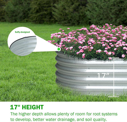 BPS 4-in-1 Metal Raised Garden Bed, 5x2 FT Galvanized Planter Raised Beds for Vegetables, Flowers 17" Extra Tall