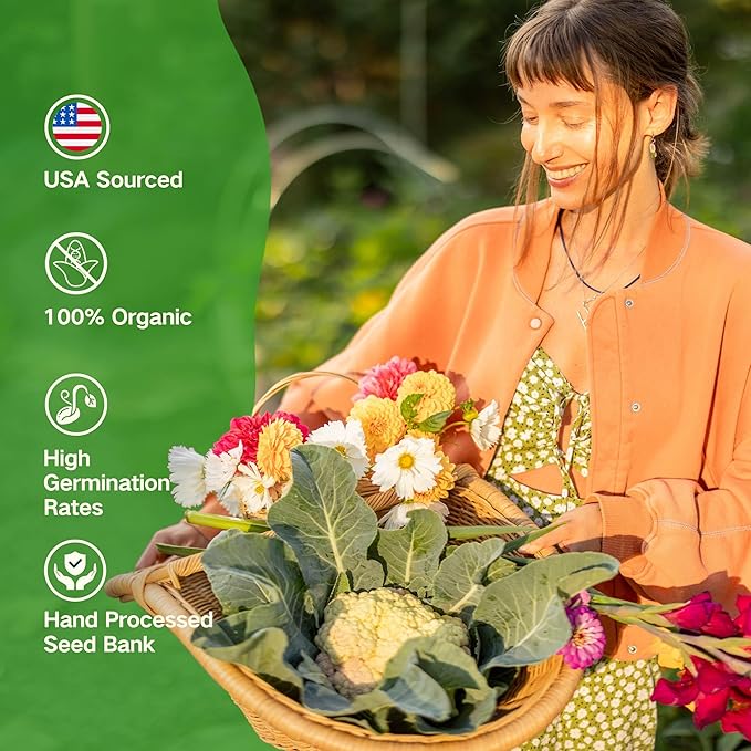 Lush&Dew Full Companion Plants Seed Bank, Gardening Gifts, 32 Varieties Non-GMO Heirloom Seeds for Planting Vegetables Herbs Flowers Fruits, Survival Seed Kit, Emergency Food Supplies