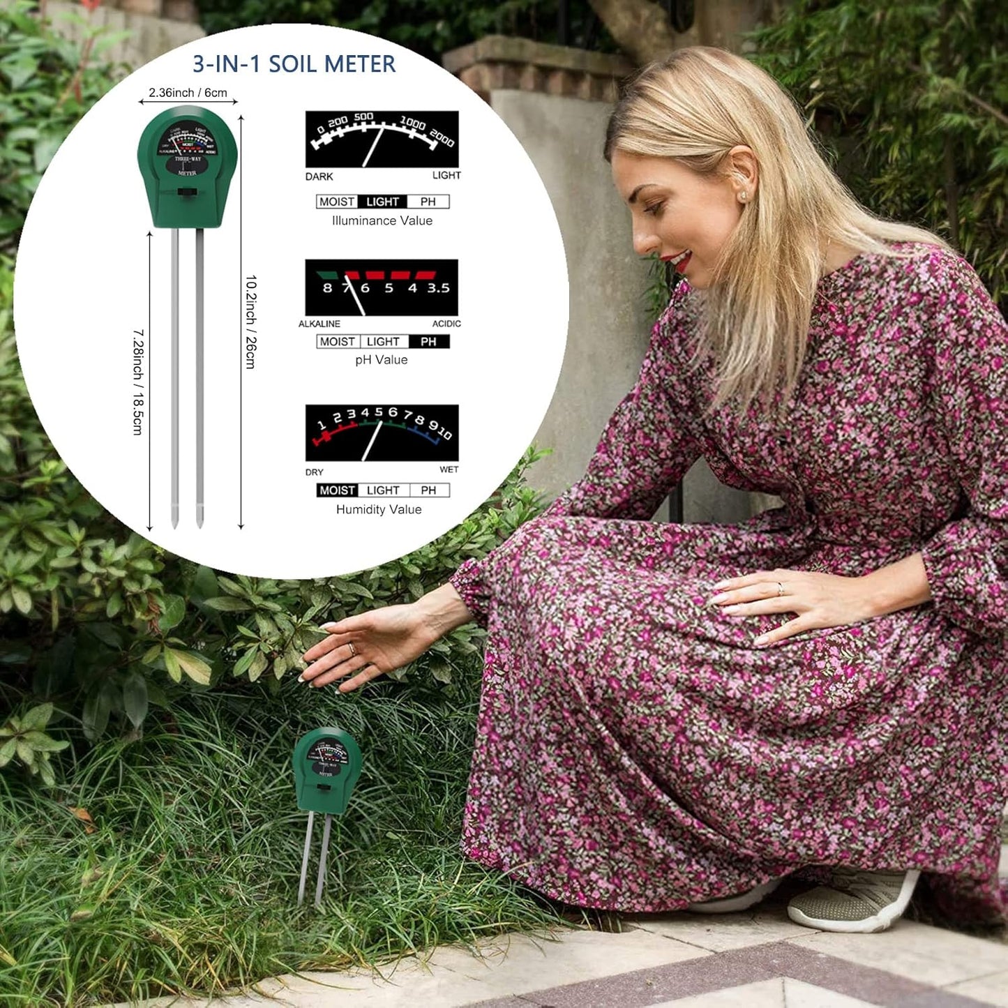 PH Meter, TDS PPM Meter and 3 in 1 Soil Moisture Meter Combo, High Accuracy Lab PH/EC Tester Digital Kit [Upgraded] for Home Water, Hydroponics, Plants Garden Soil and Aquarium PH Pen