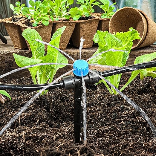 Drippers for Drip Irrigation,15 pcs Quick Connect Drip Emitters for 1/4" Drip Irrigation Tubing Adjustable 360 Degree Water Flow Drip Irrigation Heads Water Drippers for Plants Flower Garden