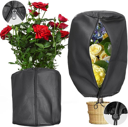 Plant Cover Freeze Protection, Winter Plant Covers, Plant Frost Cover, Tree Plant Freeze Protection Covers, Planter Plant Winter Frost Blanket with Zip Drawstring,3 Pack (19.6x15.7x15.7INCH)