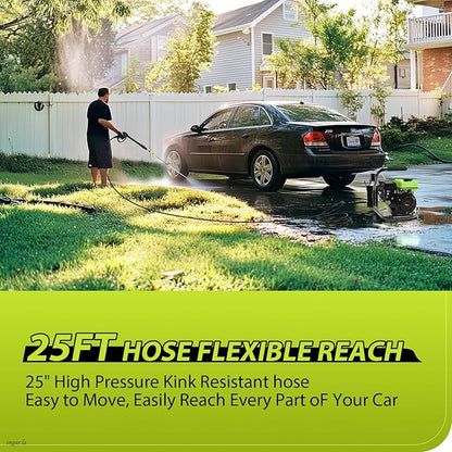 Commercial 3500PSI 2.4GPM 79.7CC Gas Pressure Washer, 2.5 HP Professional Gas Power Washer with 5 Nozzles 25FT Hose Foam Bottle for Car Fence Driveway Yard (EPA/CARB/ETL Compliant), Green