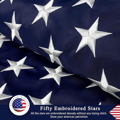 American Flag 4x6 Ft for Outside, Heavy Duty Nylon US Flags for High Wind Outdoor, Fade Resistant and Waterproof USA Flag with Embroidered Stars, Sewn Stripes, Brass Grommets