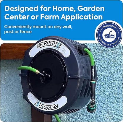 Macnaught Retractable Garden Hose Reel, 60 Ft Water Hose Reel Heavy Duty Retractable Hose with Metal 180° Swivel Rotation Bracket for Wall Mount - Gray