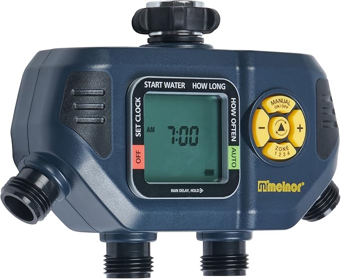 Melnor 65140AMZ 4 Zone Digital Timer, Black, Yellow