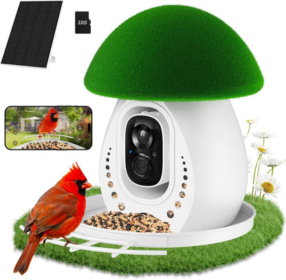 Metal Bird Feeder with Camera,Solar Powered,1.7L Capacity,Auto Capture & AI Identify Bird Species 10000+,2K HD Live Stream Camera,Real-Time Notifications