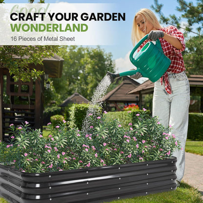 G GOOD GAIN 4-in-1 Adjustable Raised Garden Bed Kit | Galvanized Planter Boxes for Vegetables, Flowers | 12" Tall, Multiple Sizes (5x3x1ft, 4x4x1ft, 6x2x1ft, 7x1x1ft) | Outdoor Metal Raised Bed, Grey