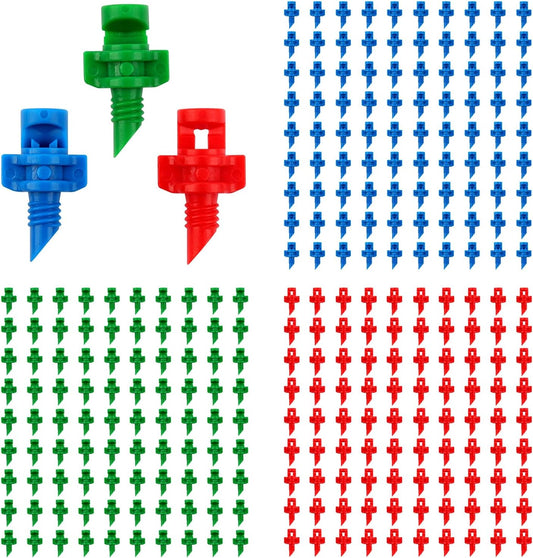 270pcs Drip Irrigation Emitters 90/180/360 Degree Micro Sprinkler Heads Misting Sprinkler Refraction Automizing Sprinkler Nozzle Misting Nozzles for Garden Agriculture Lawn Irrigation System