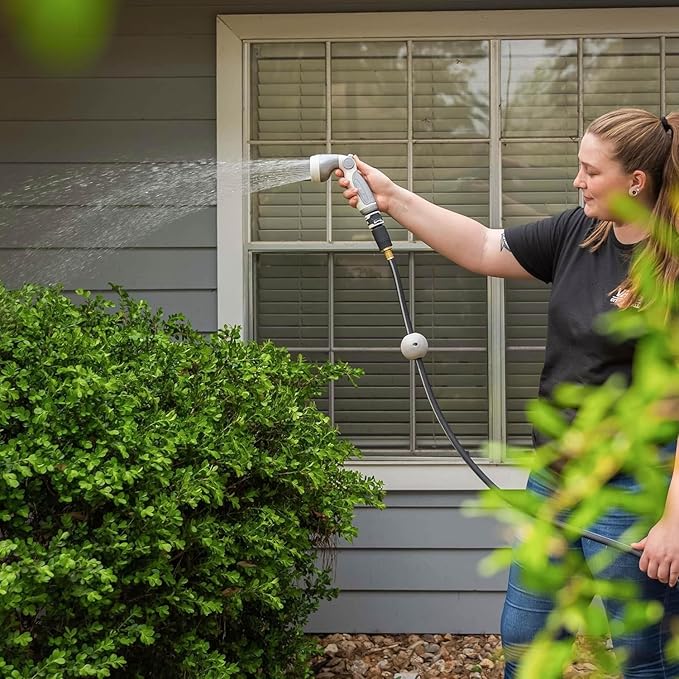 Vego Garden Hose Reel Retractable Hi-Flow Wall Mounted Hose Reel Automatic Rewind, Any Length Lock with 9 Patterns Sprayer Nozzle, Quick Connector and Adjustable shot Nozzle (Seaweed Green, 82ft)