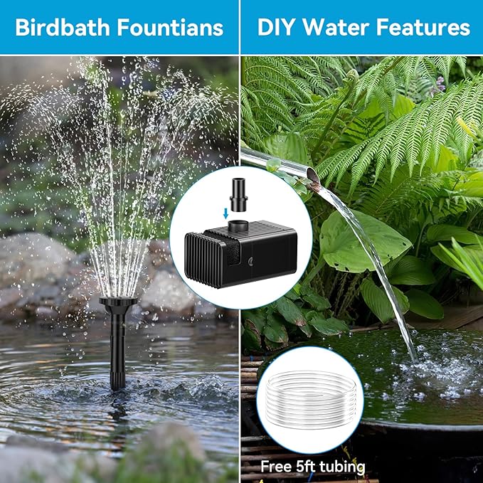 POPOSOAP Solar Fountain Pump with 3600mAh Battery Backup, 8W Solar Powered Bird Bath Fountain with Dry-run Protection & Double-layer Nozzles 5Ft Tubing for Pond, Bird Bath, Backyard Water Feature