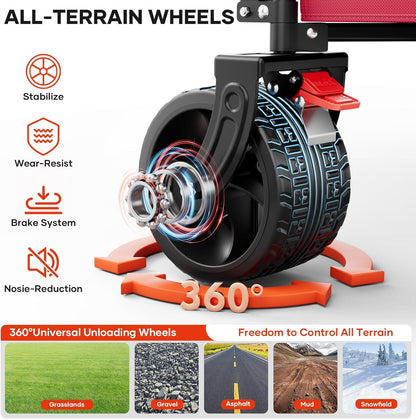 49" L Collapsible Foldable Extended Wagon with 500lbs Weight Capacity,300L Heavy Duty Beach Cart,Large Utility Wagon with Cup Holders,Cart for Sports,Outdoors,Grocery,Shopping (Rosepink)