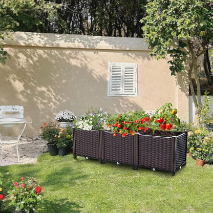 Raised Garden Bed, Planters for Outdoor Plants Raised Beds for Gardening, Plastic Planter Raised Beds for Planting Outdoor Plant Vegetables, Flowers, Fruits and Plants, 47.2"(L) x 15.7"(W) x 14.5"(H)