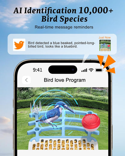 Smart Bird Feeder with Camera - 2.5K HD Bird Feeder Cameras Solar Powered, AI Birds Identification via App WiFi Outdoor Waterproof Birdhouse Watch Night Vision, 4000mAh Battery, Gift for Birdlovers