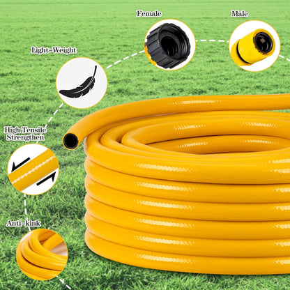 Above Ground Sprinkler System Irrigation Set for Garden Multi-Adjustable Lawn Sprinkler Ideal for Small Areas Plant and Flower Bed Watering, 50ft Yellow Garden Hose Included