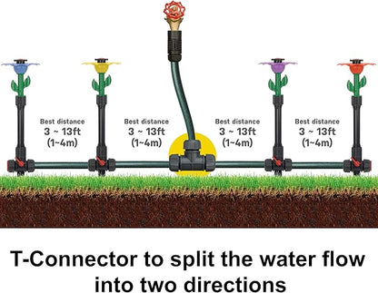 Eden 97065 Daisy Above-Ground 50 Ft Garden Hose and Sprinkler System, DIY Plant Watering Set