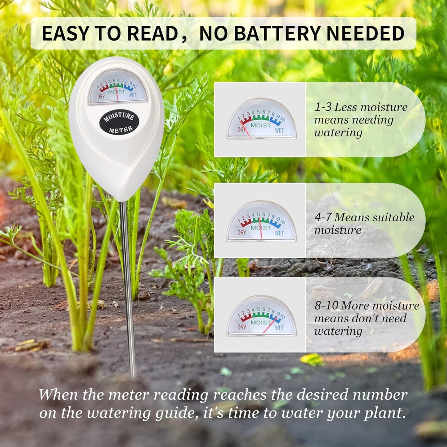 ONEDONE Moisture Meter, Soil Moisture Meter with Cleaning Cloth for House Plants, Gardening, Farming, Indoor and Outdoor Plants