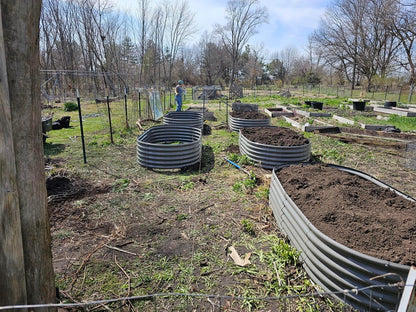 A ANLEOLIFE 8X4X1.5 ft Galvanized Raised Garden Beds Outdoor, Oval Large Metal Planter Box for Planting Vegetables Flowers Herb, Anti-Rust & Easy-Setup, Quartz Grey