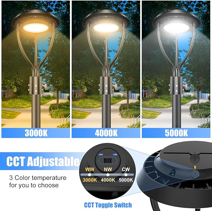 Outdoor LED Post Top Light (Tunable CCT, 100 Watt-2Pack)