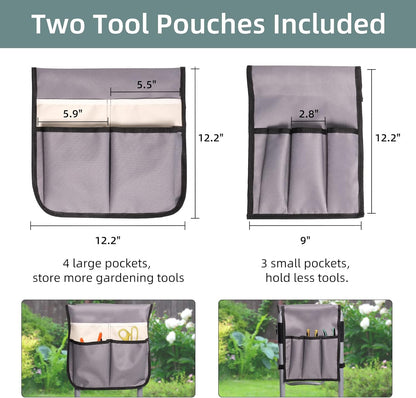 LUCKYERMORE New Generation Garden Kneeler and Seat, Foldable Gardening Stool with 2 Tool Pouches and EVA Foam Pad, Gardening Gifts for Parents Seniors, Lightweight & Heavy Duty, Green