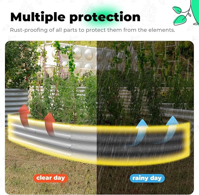 AHEONLAR Galvanized Raised Garden Bed Kit, Oval Large Metal Planter Box, Sturdy and Durable, Garden Boxes Outdoor Raised for Vegetables, Fruits, Flowers and Herbs, 4x2x1ft (Silver)