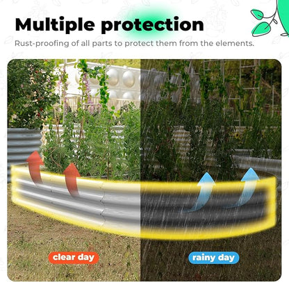 AHEONLAR Galvanized Raised Garden Bed Kit, Oval Large Metal Planter Box, Sturdy and Durable, Garden Boxes Outdoor Raised for Vegetables, Fruits, Flowers and Herbs, 4x2x1ft (Silver)