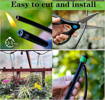 65.5 Ft (20 m) 1/4 Inch Drip Irrigation Tubing,for Irrigation Tubing Garden Hose Drip Launcher,Drip Irrigation System Black (ID0.16 in,OD0.28 in)