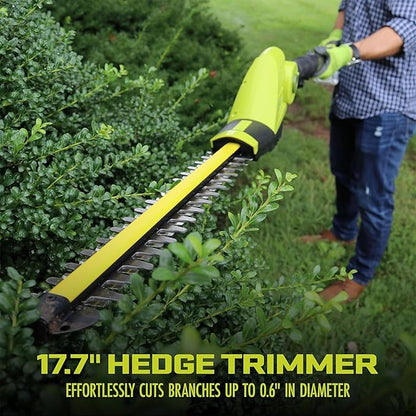 Sun Joe 24V IONMAX Cordless Lawn Care System, Grass and Hedge Trimmer Outdoor Combo Power Tool Kit with 8” Pole Saw, Batteries, and Charger, GTS4002C