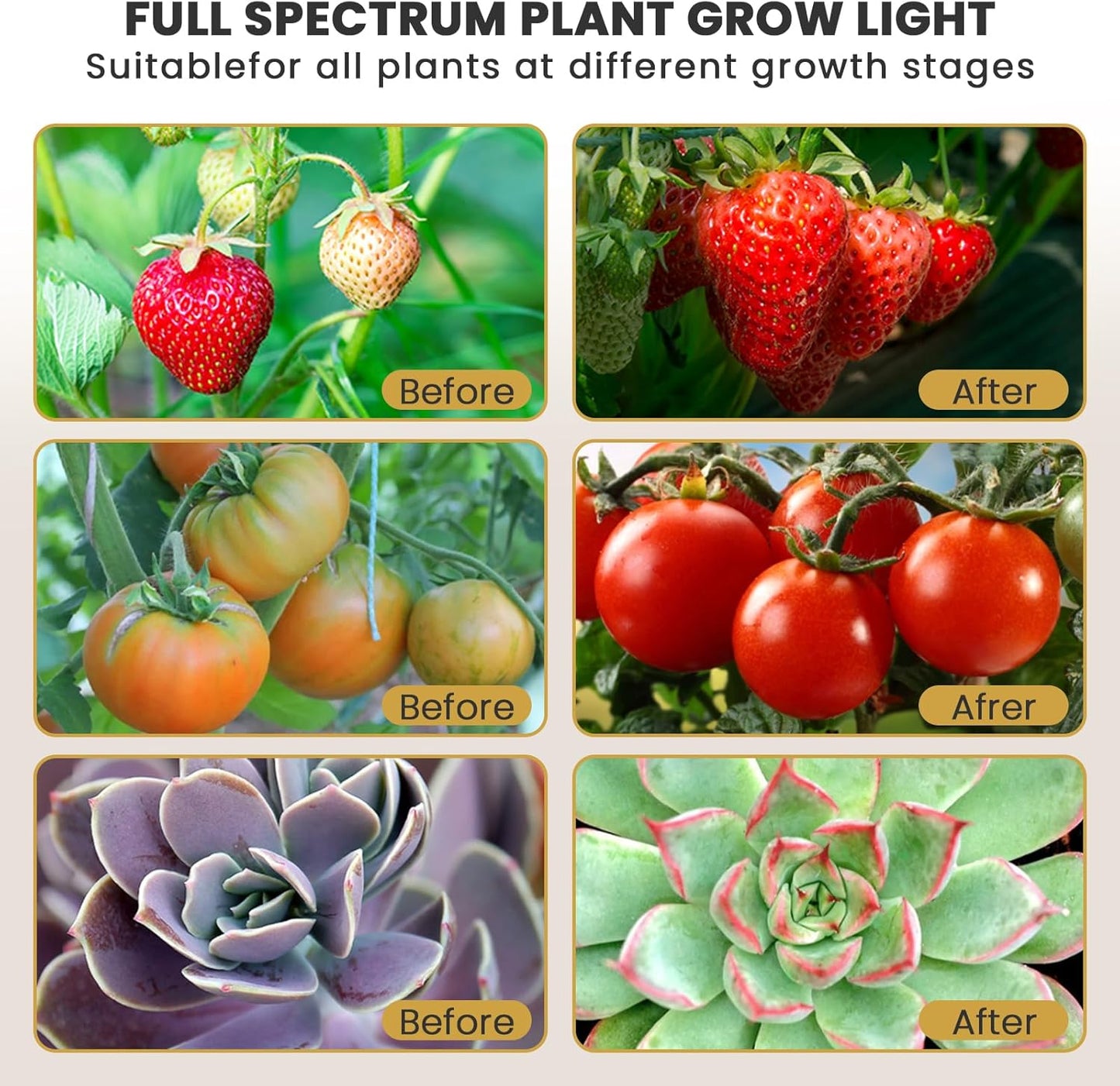 bseah Plant Grow Light for Indoor Plants, Full Spectrum Indoor Grow Light, 3 Modes & 10-Level Dimmable