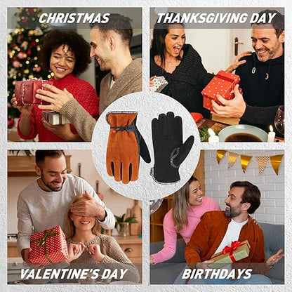 HLDD HANDLANDY 2 Pairs Leather Work Gloves for Men & Women – Cowhide Gardening Gloves, Thorn Proof, Cotton Lined, for Tig/Mig Welding, Construction, Chainsaw, Farm, Landscaping